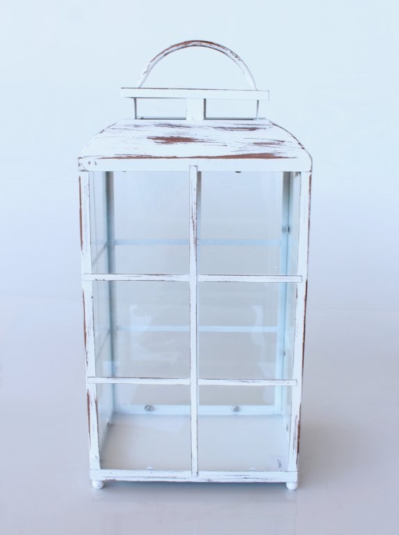 White Metal & Glass Lantern
